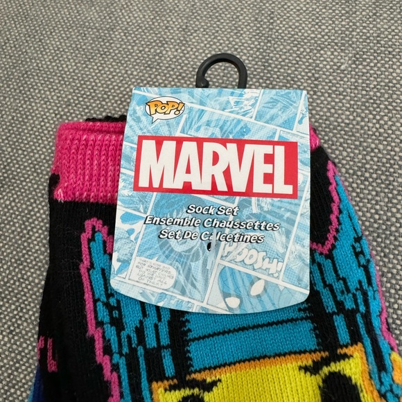 Funko Pop Marvel Black Light Limited Edition Socks Thor, Iron Man, Spiderman NWT - Picture 3 of 3